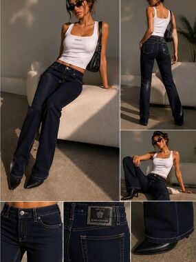 Versace Jeans Couture Dark Wash Bootcut Jeans Size 28 Designer Denim